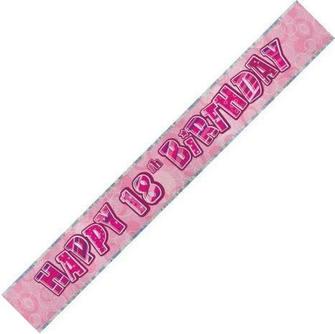 (image for) Happy 18th Birthday Pink Foil Banner (3.6m)